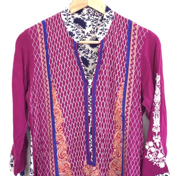 Boho Vintage maxi tunic side slits signs of wear dress or maxi top coverup top - Picture 3 of 9